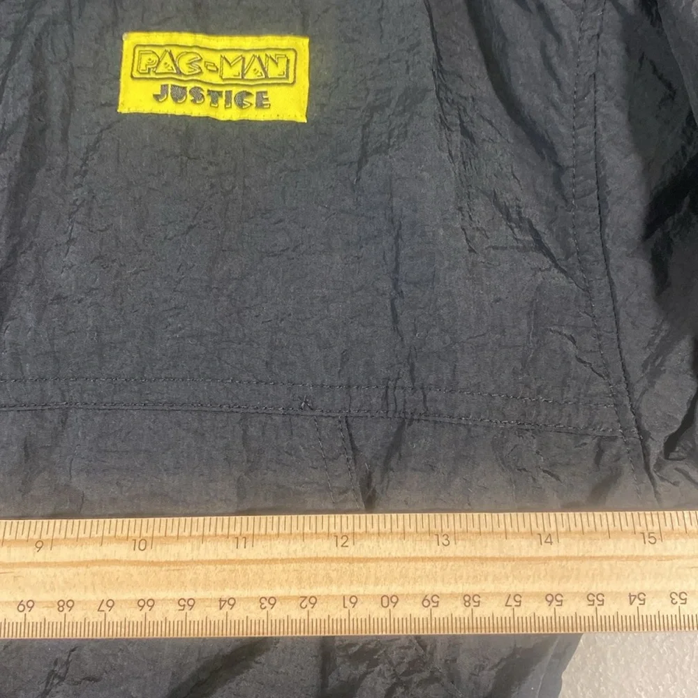 Justice Black and‎ Yellow Nylon Jacket with Pac-Man Graphic Embroidered
